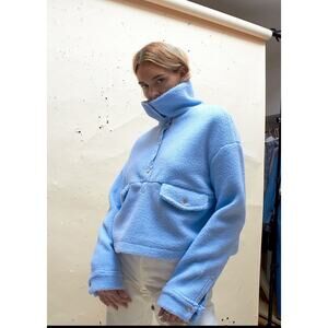 House of Sunny Womens Baby Blue Teddy Pullover Sweater Size 4 EUC
